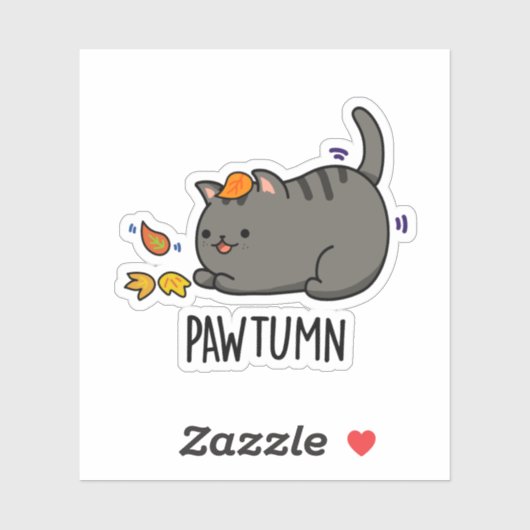 Pawtumn schattig herfst Kitty Kat Pun Sticker (Vel)