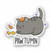 Pawtumn schattig herfst Kitty Kat Pun Sticker (Voorkant)