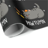 Pawtumn schattig najaar Kitty Cat Pun Dark BG Cadeaupapier (Rol Hoek)