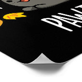 Pawtumn schattig najaar Kitty Cat Pun Dark BG Poster (Hoek)