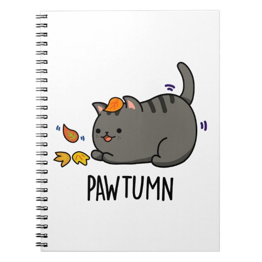 Pawtumn schattige Herfst Kitty Kat Grappige Pun Notitieboek (Voorkant)