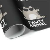 Pawty Animal Funny Party Cat Pun Dark BG Cadeaupapier (Rol Hoek)