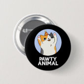 Pawty Animal Funny Party Cat Pun Dark BG Ronde Button 5,7 Cm (Voorkant /achterkant)