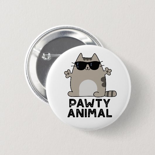 Pawty Animal Funny Party Cat Pun Ronde Button 5,7 Cm (Voorkant /achterkant)