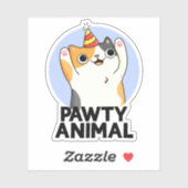 Pawty Animal Funny Party Cat Pun Sticker (Vel)
