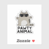 Pawty Animal Funny Party Cat Pun Sticker (Vel)