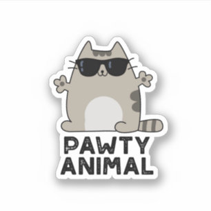 Pawty Animal Funny Party Cat Pun Sticker