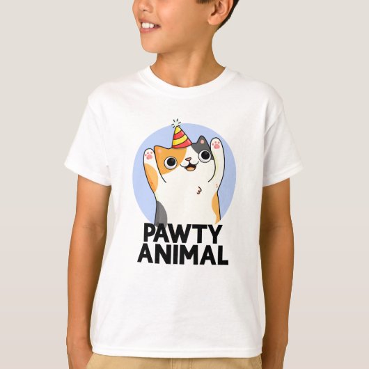 Pawty Animal Funny Party Cat Pun T-shirt (Voorkant)