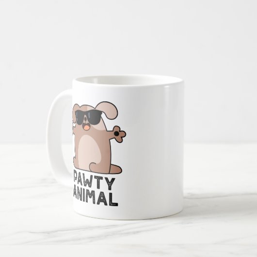 Pawty Animal Funny Party Dog Pun Koffiemok (Voorkant links)