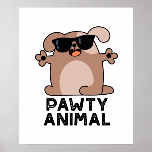 Pawty Animal Funny Party Dog Pun Poster (Voorkant)