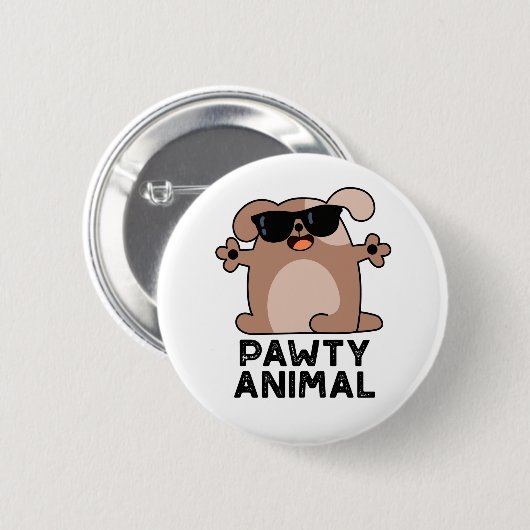 Pawty Animal Funny Party Dog Pun Ronde Button 5,7 Cm (Voorkant /achterkant)