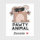 Pawty Animal Funny Party Dog Pun Sticker (Vel)