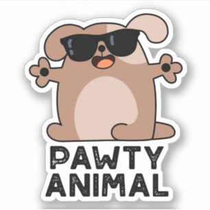 Pawty Animal Funny Party Dog Pun Sticker