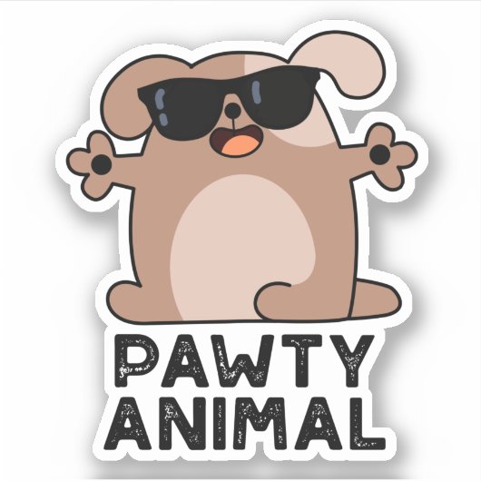 Pawty Animal Funny Party Dog Pun Sticker (Voorkant)