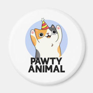 Pawty Animal Funny Party Pet Cat Pun Magneet