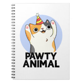 Pawty Animal Funny Party Pet Cat Pun Notitieboek