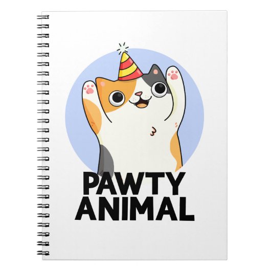 Pawty Animal Funny Party Pet Cat Pun Notitieboek (Voorkant)