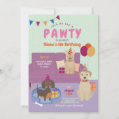 Pawty Birthday Dogs Party Puppy Fun Paars Kaart (Voorkant)