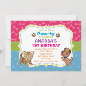 Pawty Birthday Invitation Kaart (Voorkant)