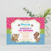 Pawty Birthday Invitation Kaart (Staand voorkant)