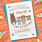 Pawty Dog Thmed Birthday Party Kaart