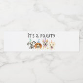 Pawty Dog Verjaardag Puppy Waterfles Etiket (Enkel label)