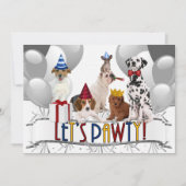 PAWty Dogs in Grayscale Birthday Party Kaart (Voorkant)
