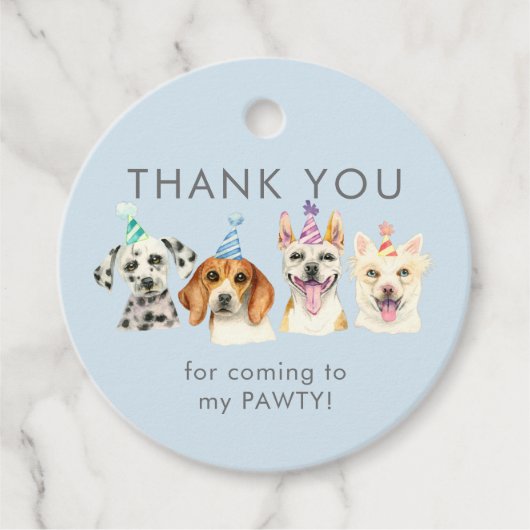 Pawty Dogs Waterverf Verjaardag Bedankjes Labels (Voorkant)