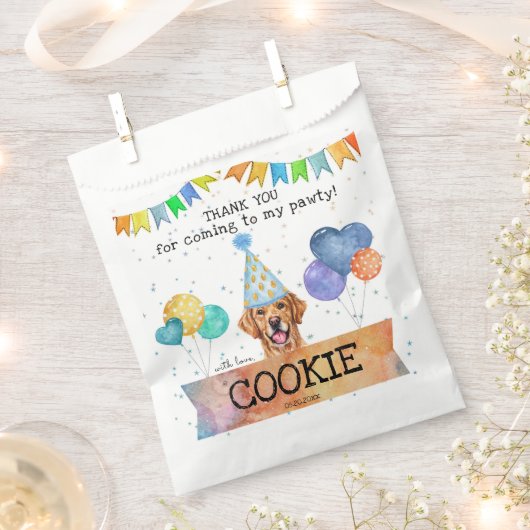 Pawty Golden Retriever Dank je Treat Party Bedankzakje (Geknipt)
