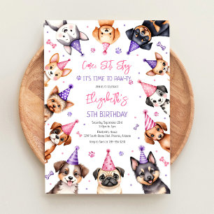Pawty-hond Tijd om te feesten Puppy-verjaardagsfee Kaart