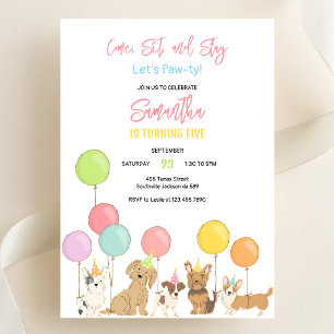Pawty-hond Tijd om te Pawty Puppy-feest Verjaardag Kaart