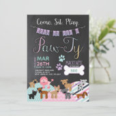 Pawty Invitations Dog Puppy Birthday Invitations Kaart (Staand voorkant)