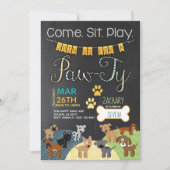 Pawty Invitations Dog Puppy Birthday Invitations Kaart (Voorkant)