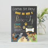 Pawty Invitations Dog Puppy Birthday Invitations Kaart (Staand voorkant)