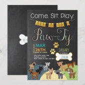 Pawty Invitations Dog Puppy Birthday Invitations Kaart (Voorkant / Achterkant)