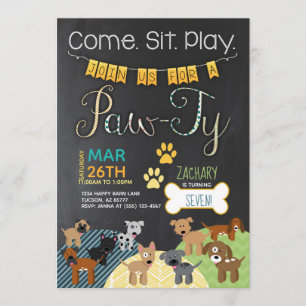 Pawty Invitations Dog Puppy Birthday Invitations Kaart
