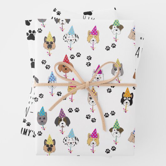 Pawty Leuke Verjaardagsfeestje Honden Aangepaste N Inpakpapier Vel (In situ)