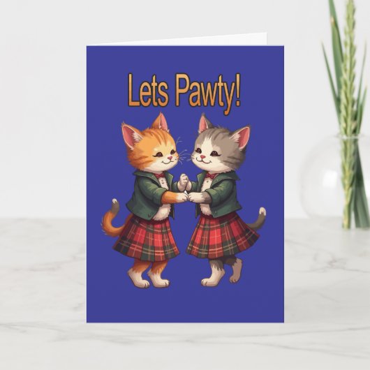 Pawty Oranje katten dansen Ceilidh Feestdagen Kaart (Voorkant)