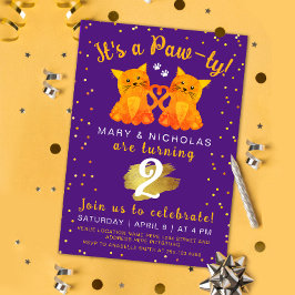 Pawty Paarse Oranje Tweeling Vriend Kitten Joint P Kaart