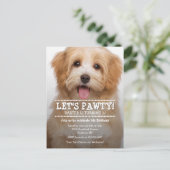 Pawty Pet Foto Birthday Party Briefkaart (Staand voorkant)