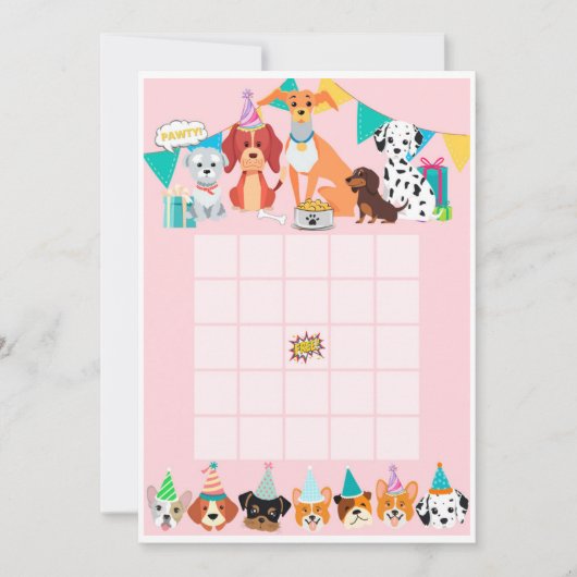 Pawty puppy dog moederdy bingo crads kaart (Voorkant)