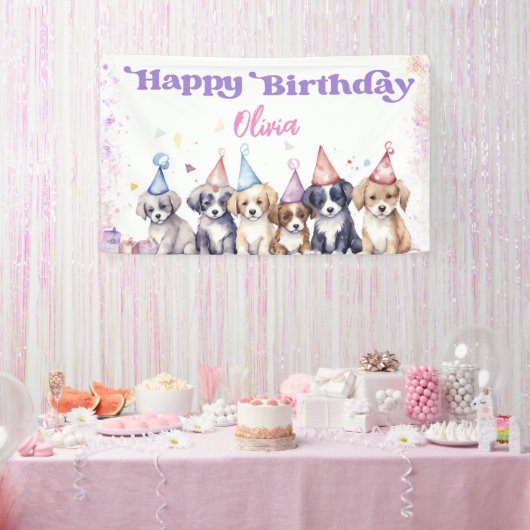 Pawty Puppy Happy Birthday Dog Party Girl Spandoek (Feest)