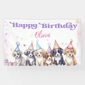 Pawty Puppy Happy Birthday Dog Party Girl Spandoek (Horizontaal)