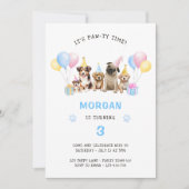 Pawty Puppy Hond Verjaardagsfeestje Blauw Kaart (Voorkant)