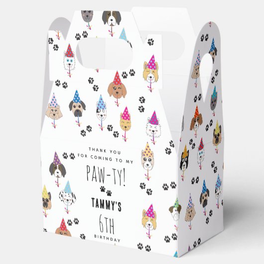 Pawty schattig verjaardagsfeestje honden bedankdoosjes (Geopend)