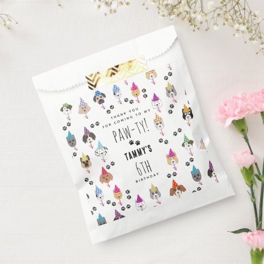 Pawty schattig verjaardagsfeestje honden bedankzakje (Gezegeld)