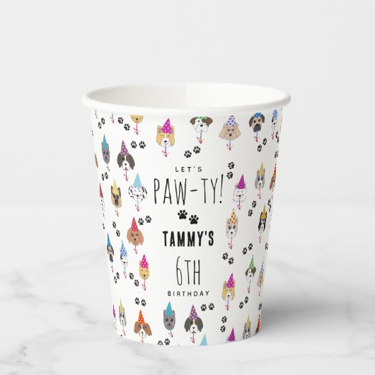 Pawty schattig verjaardagsfeestje honden papieren bekers (Links)