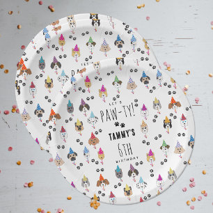 Pawty schattig verjaardagsfeestje honden papieren bordje