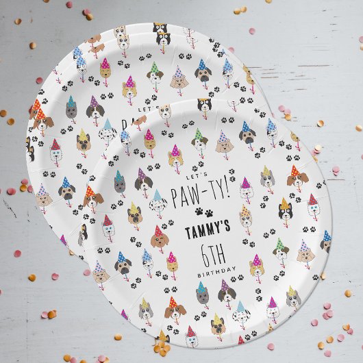 Pawty schattig verjaardagsfeestje honden papieren bordje