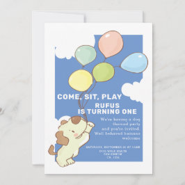 Pawty Time Dog and Balloons Birthday Kaart